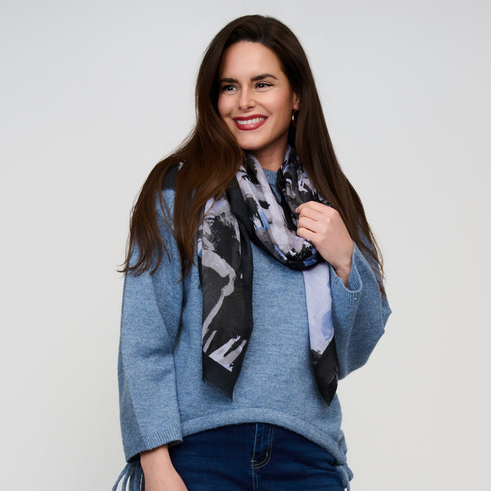 Abstract Scarf Raw Edge Lightweight Raya Wrap