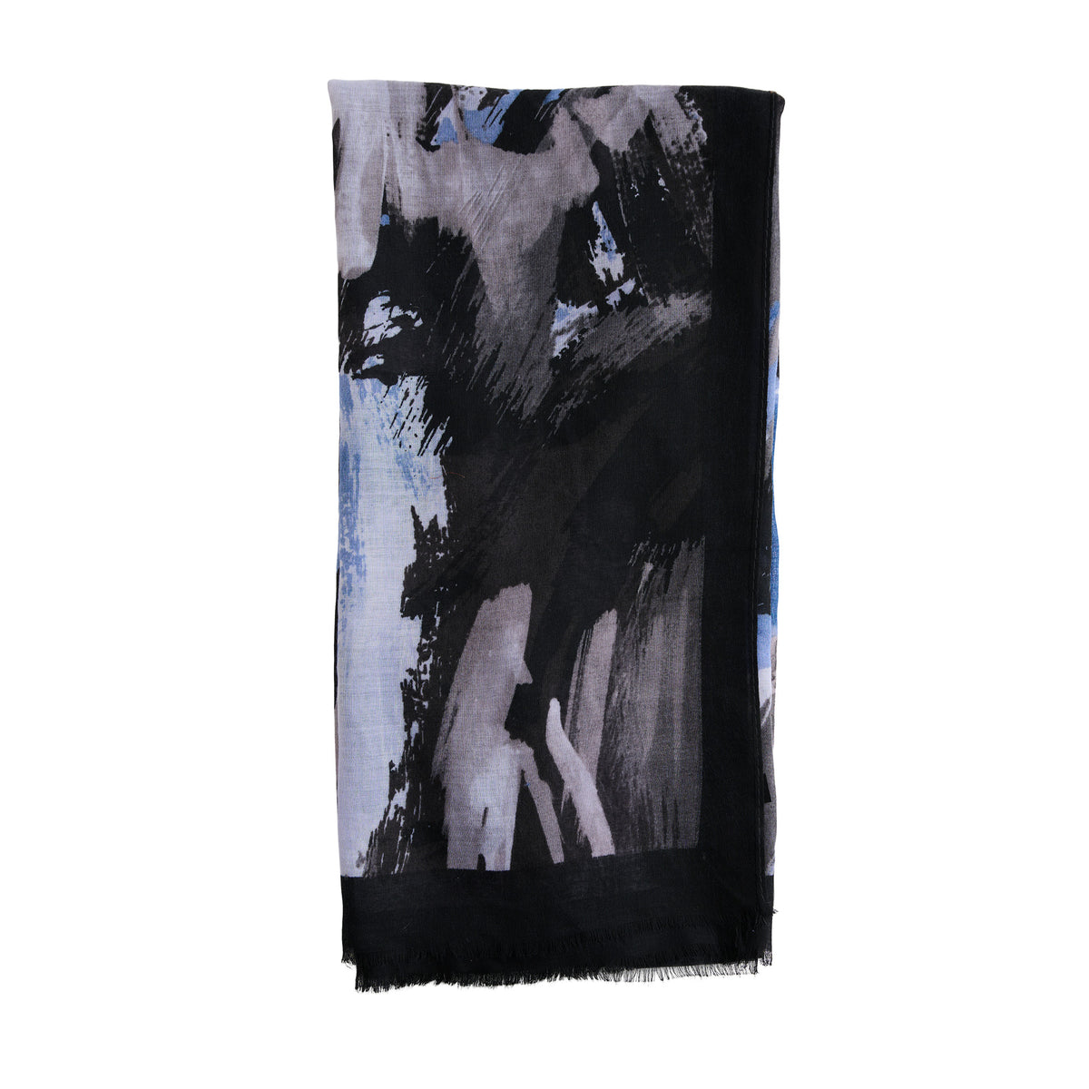 Abstract Scarf Raw Edge Lightweight Raya Wrap