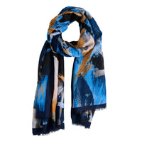 Abstract Scarf Raw Edge Lightweight Raya Wrap