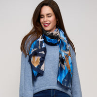 Abstract Scarf Raw Edge Lightweight Raya Wrap