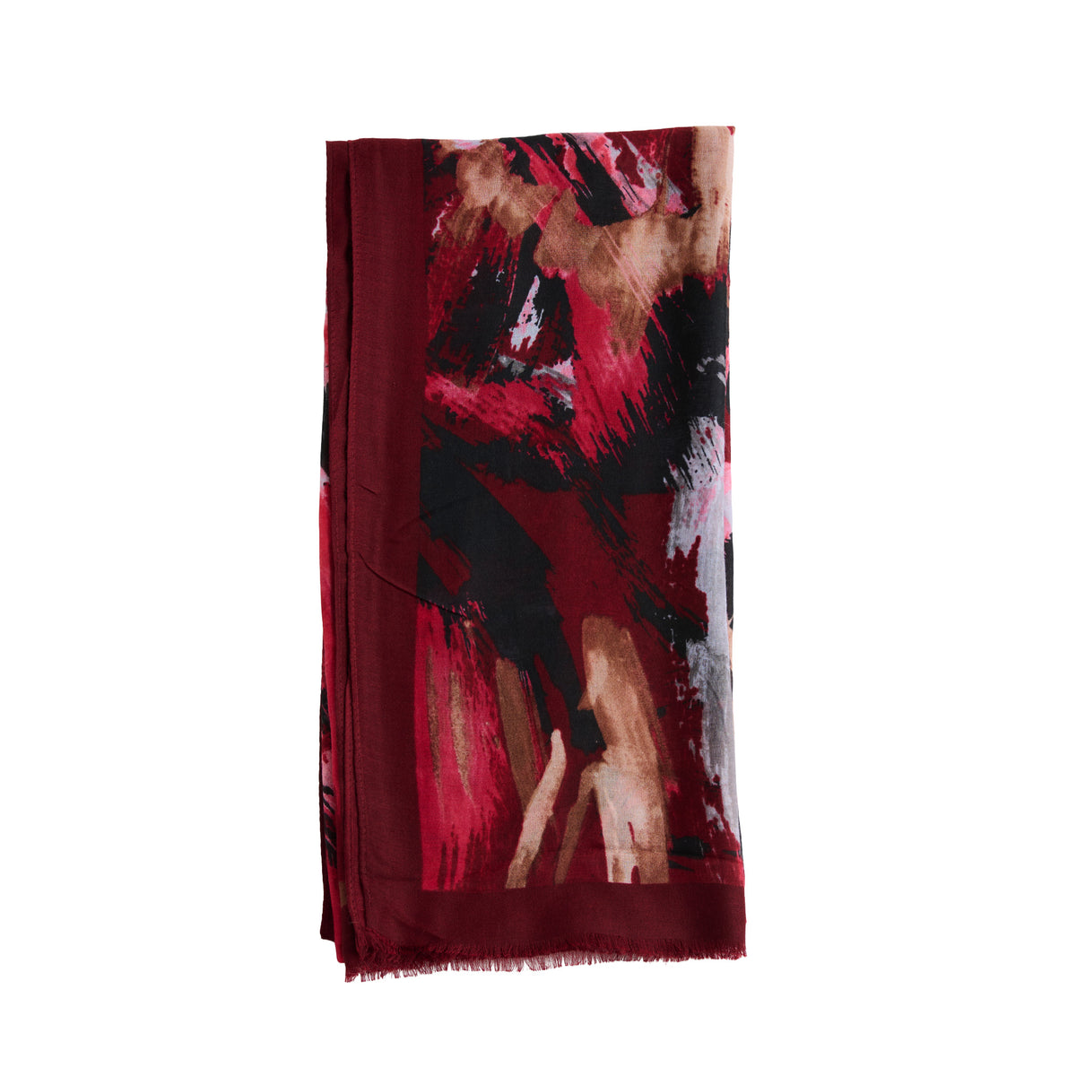 Abstract Scarf Raw Edge Lightweight Raya Wrap