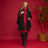Open Front Wrap One Size Faux Fur Collar Kelsie Shawl