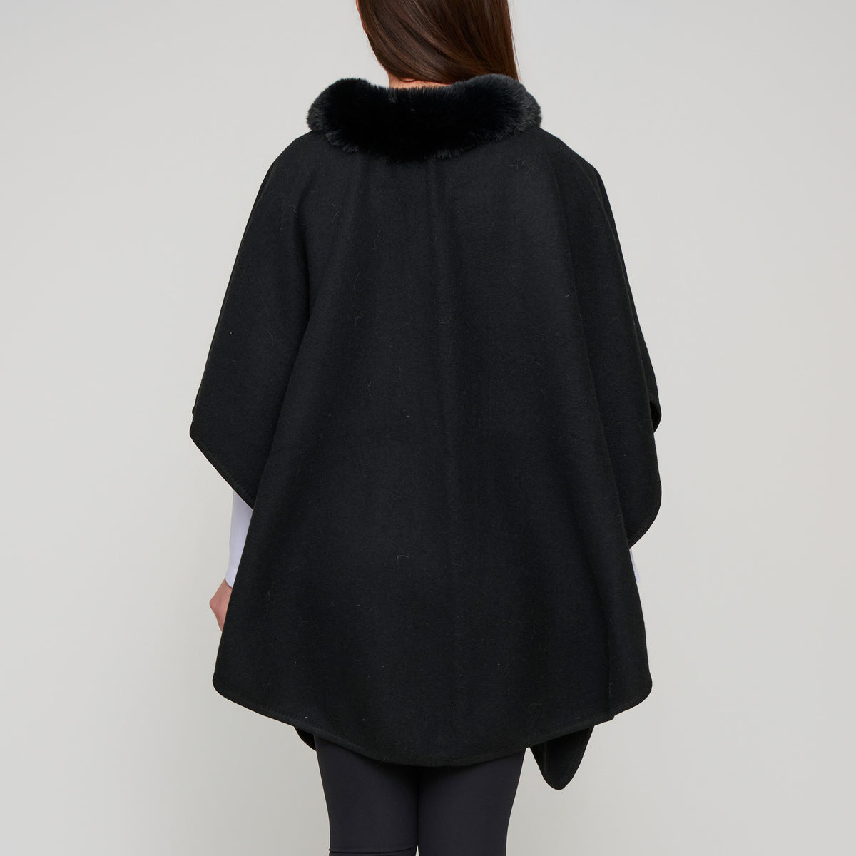 Open Front Wrap One Size Faux Fur Collar Kelsie Shawl