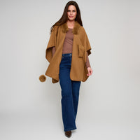 Open Front Wrap One Size Faux Fur Collar Kelsie Shawl