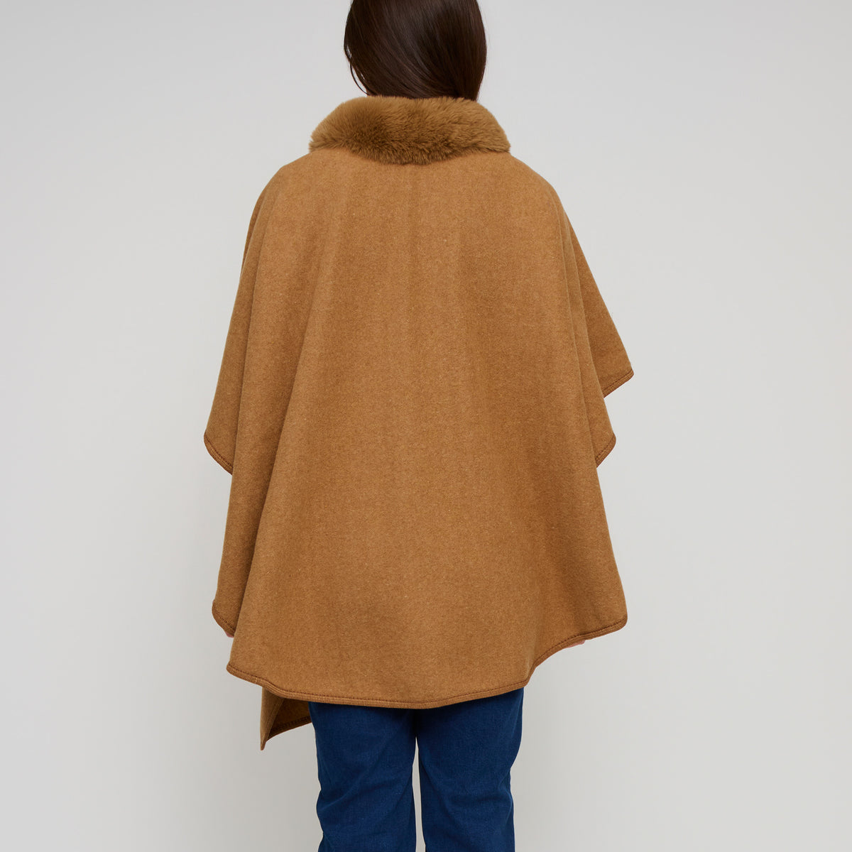 Open Front Wrap One Size Faux Fur Collar Kelsie Shawl