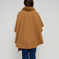 Open Front Wrap One Size Faux Fur Collar Kelsie Shawl