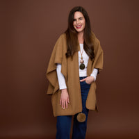 Open Front Wrap One Size Faux Fur Collar Kelsie Shawl