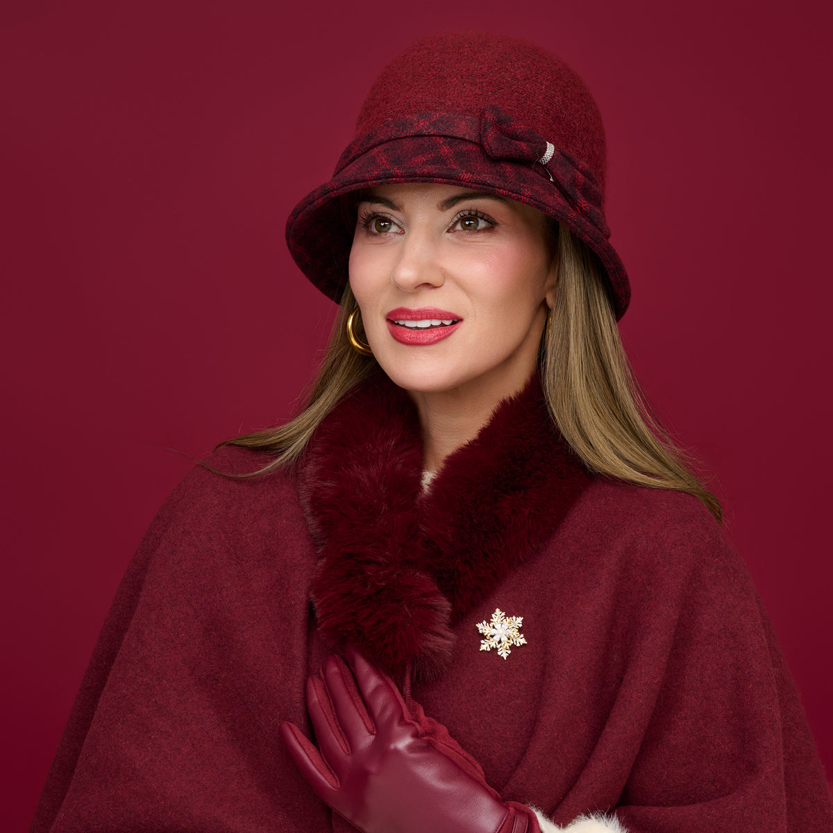 Open Front Wrap One Size Faux Fur Collar Kelsie Shawl