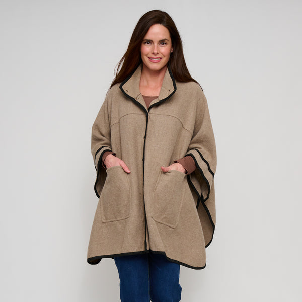 Oversized Poncho Oatmeal Front Pocket Monroe Wrap