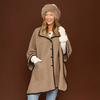 Oversized Poncho Oatmeal Front Pocket Monroe Wrap