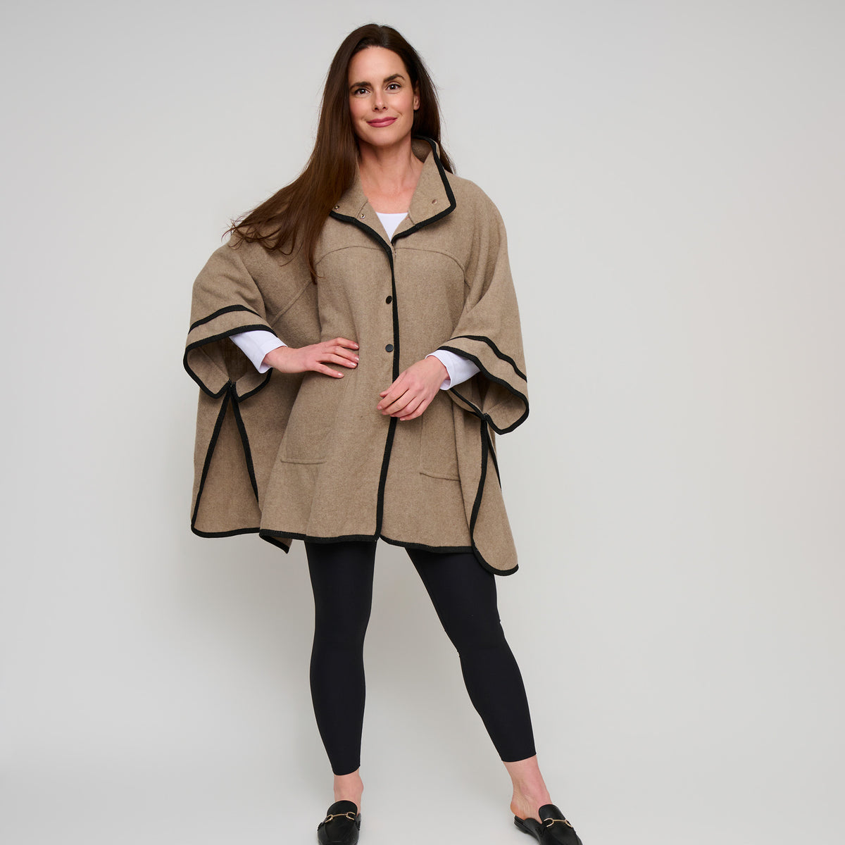 Oversized Poncho Oatmeal Front Pocket Monroe Wrap
