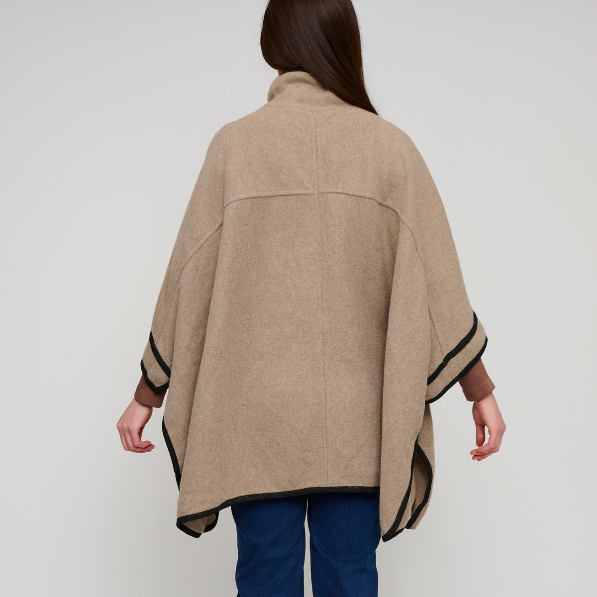 Oversized Poncho Oatmeal Front Pocket Monroe Wrap