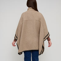 Oversized Poncho Oatmeal Front Pocket Monroe Wrap
