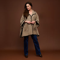 Oversized Poncho Oatmeal Front Pocket Monroe Wrap