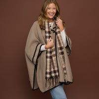 Oversized Poncho Oatmeal Front Pocket Monroe Wrap