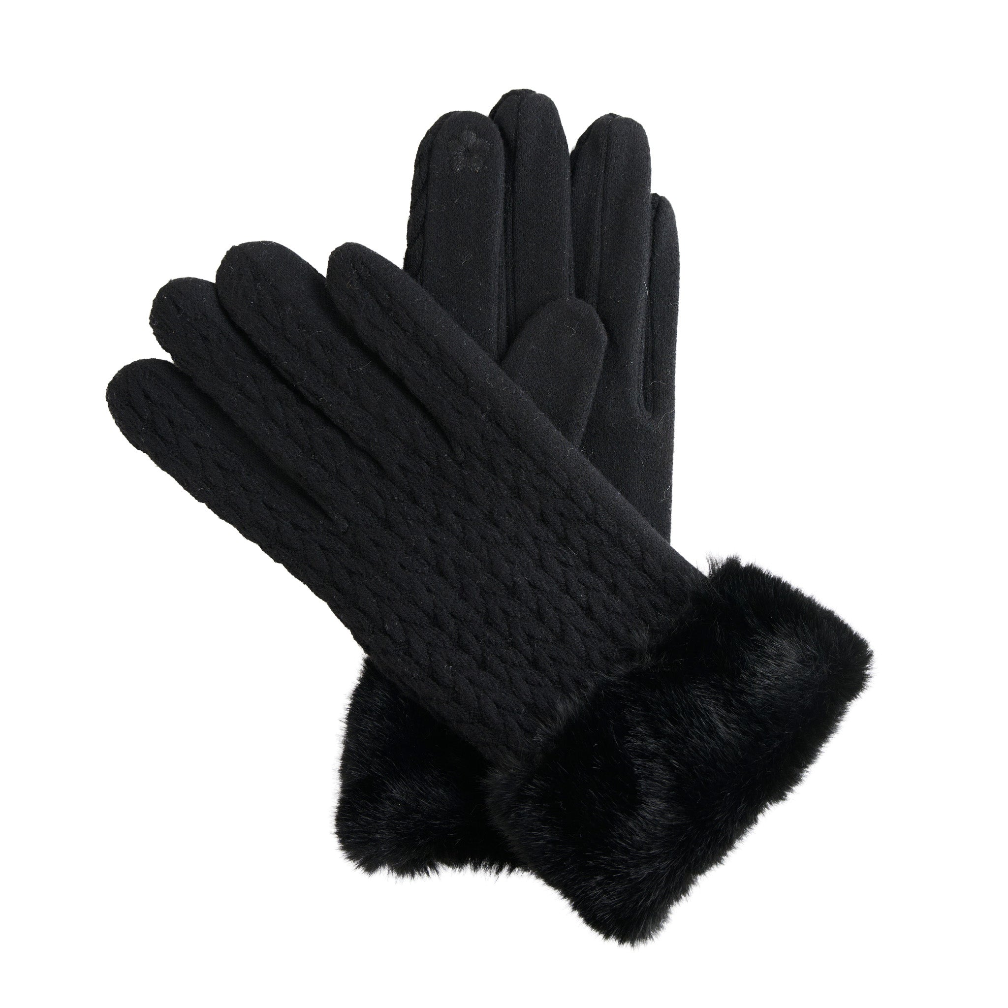Knit Gloves Faux Fur Lined Touchscreen Solene Gloves – Elsie & Zoey