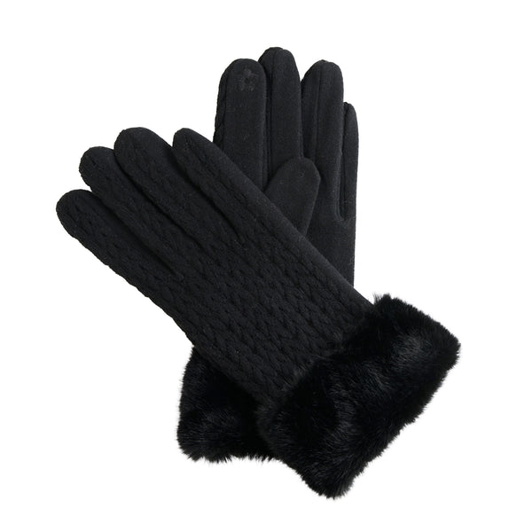 Knit Gloves Faux Fur Lined Touchscreen Solene Gloves