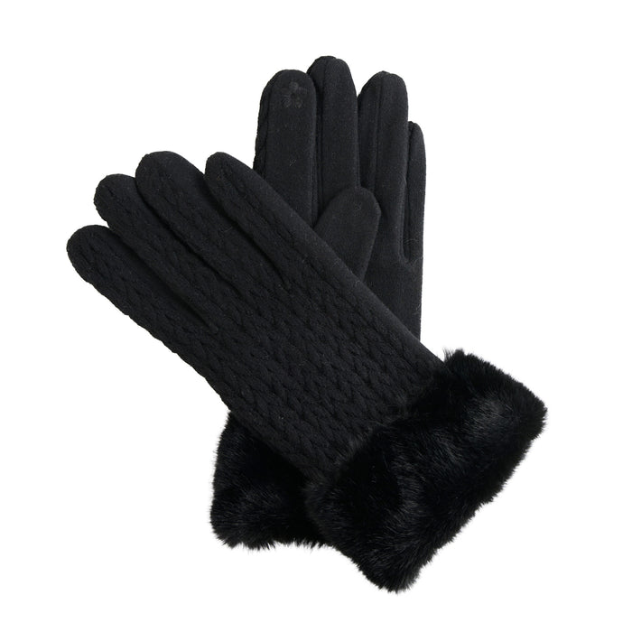 Knit Gloves Faux Fur Lined Touchscreen Solene Gloves