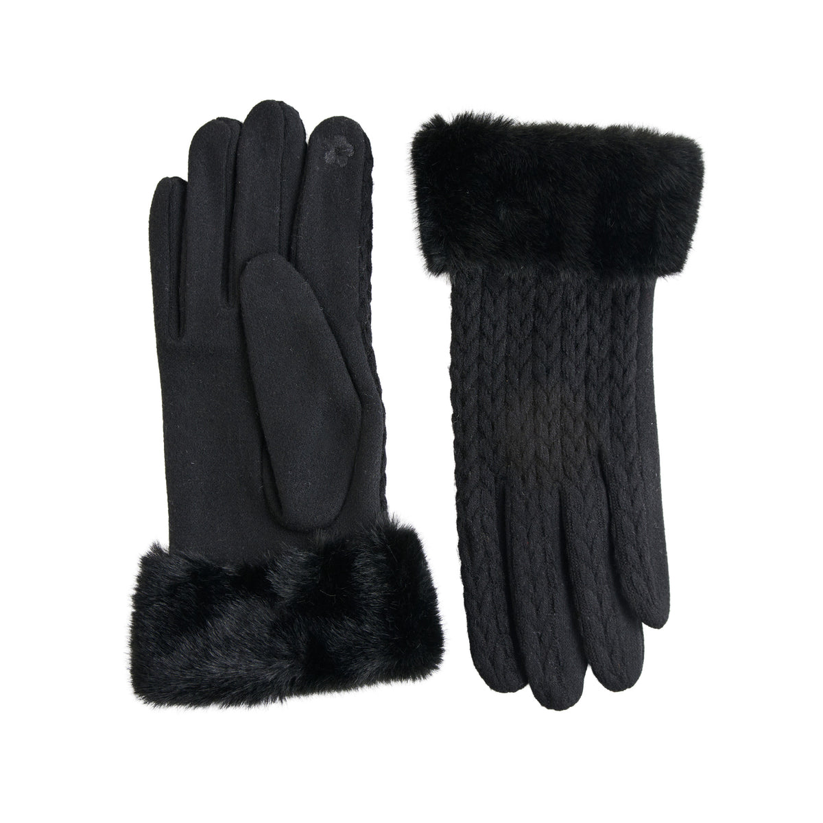 Knit Gloves Faux Fur Lined Touchscreen Solene Gloves