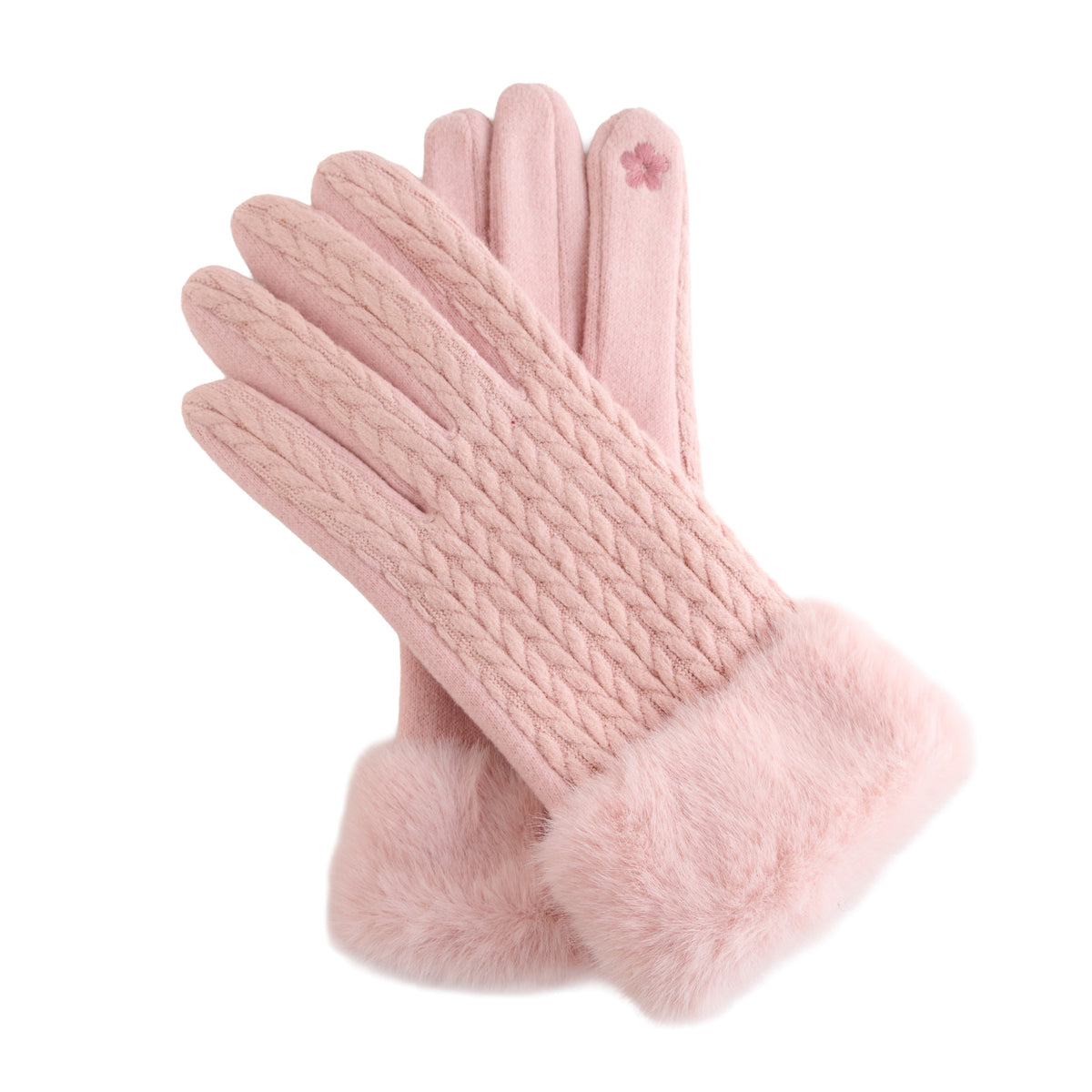 Knit Gloves Faux Fur Lined Touchscreen Solene Gloves