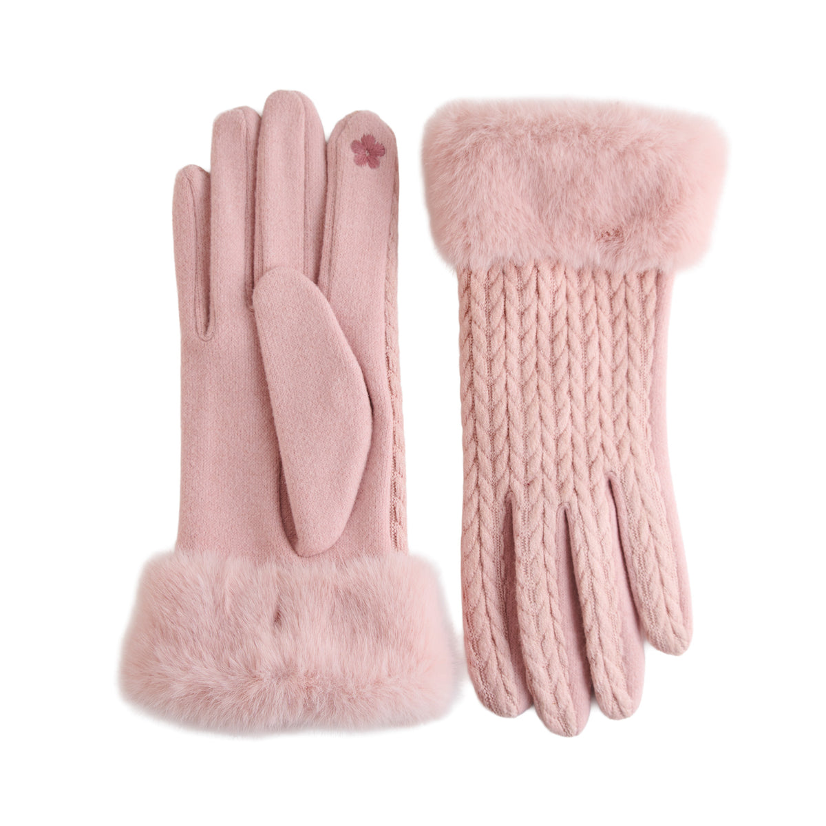 Knit Gloves Faux Fur Lined Touchscreen Solene Gloves
