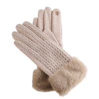 Knit Gloves Faux Fur Lined Touchscreen Solene Gloves