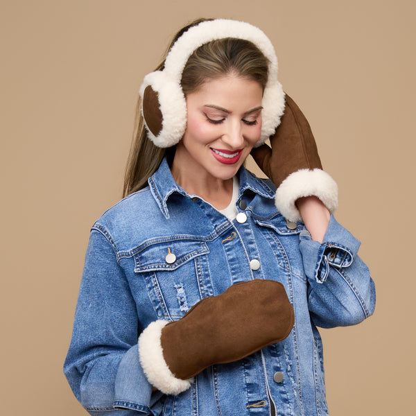 Winter Earmuff Sherpa Lined Faux Suede Riley