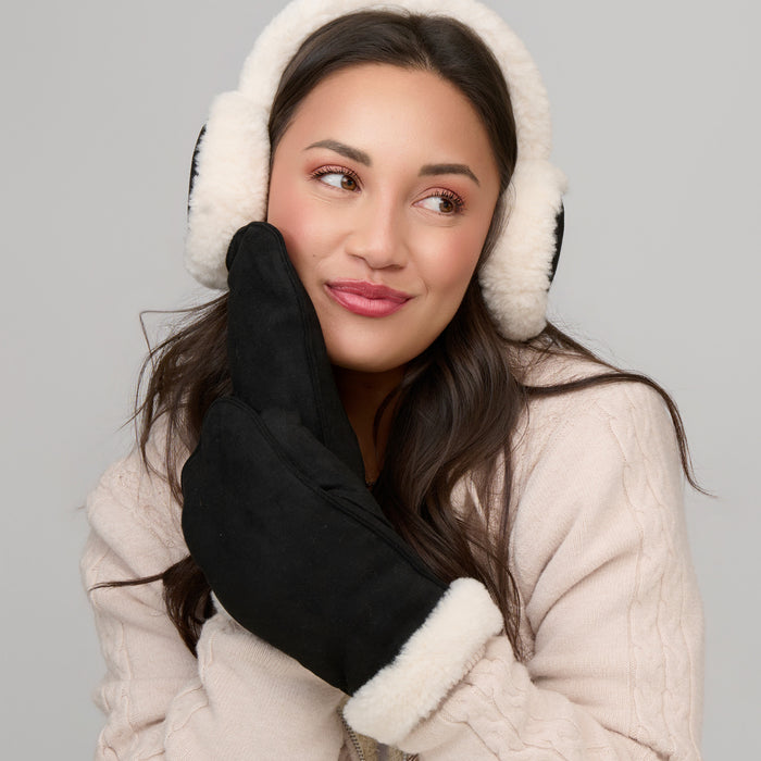 Winter Mitten Sherpa Lined Faux Suede Riley