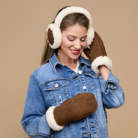 Winter Mitten Sherpa Lined Faux Suede Riley