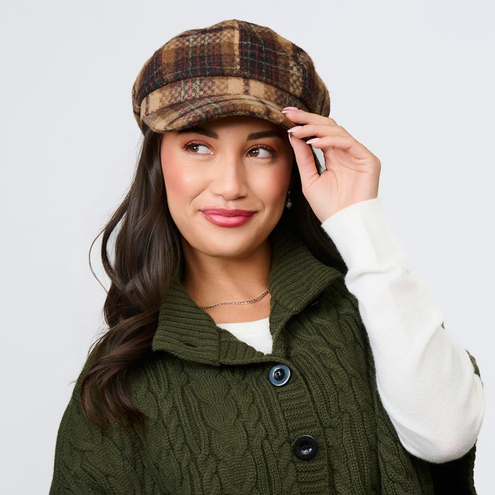 Newsboy Hat Plaid Check Adjustable Taran