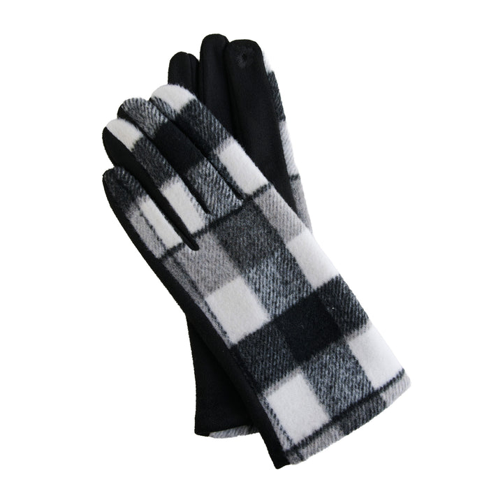 Plaid Winter Gloves Touchscreen Saylor Vegan Suede