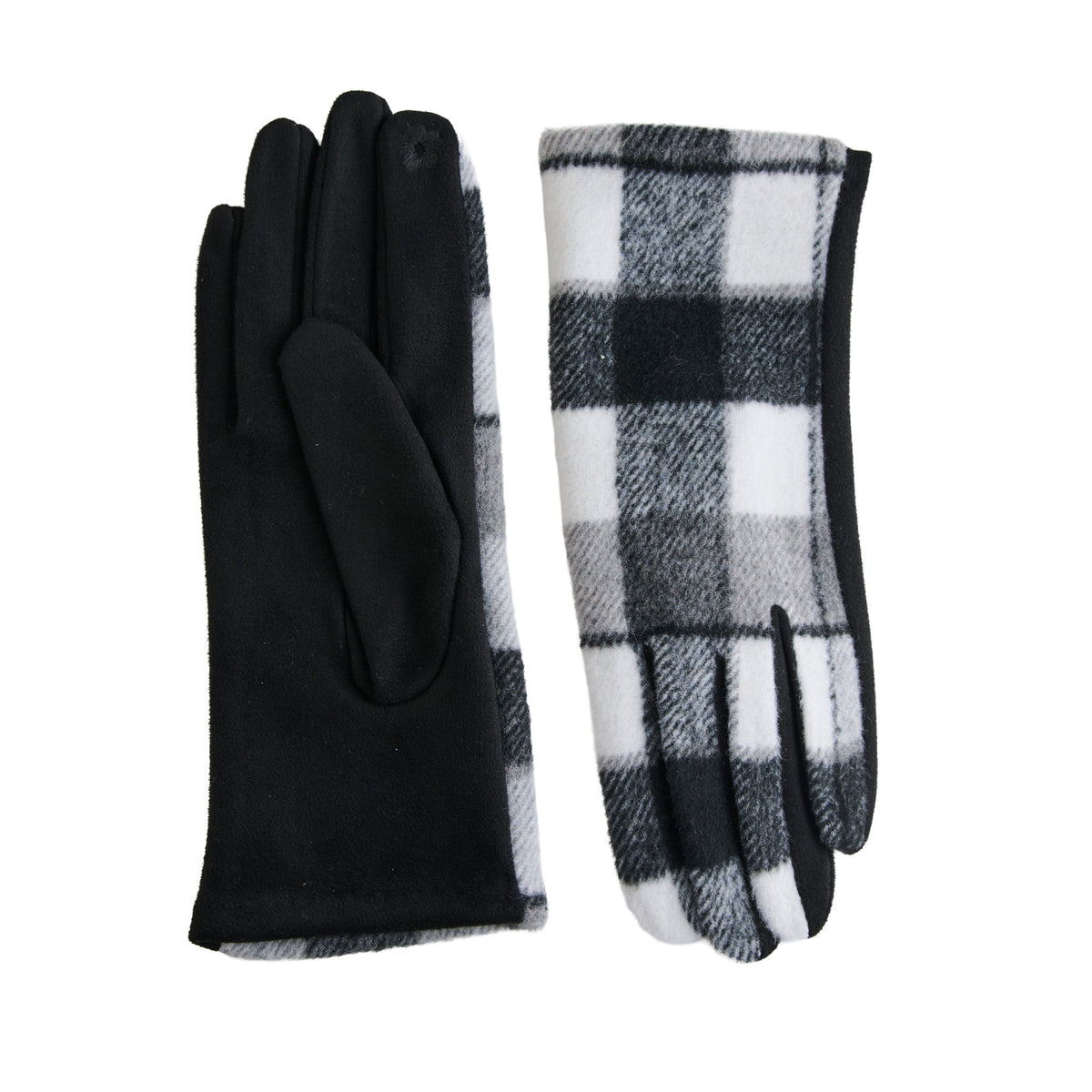 Plaid Winter Gloves Touchscreen Saylor Vegan Suede