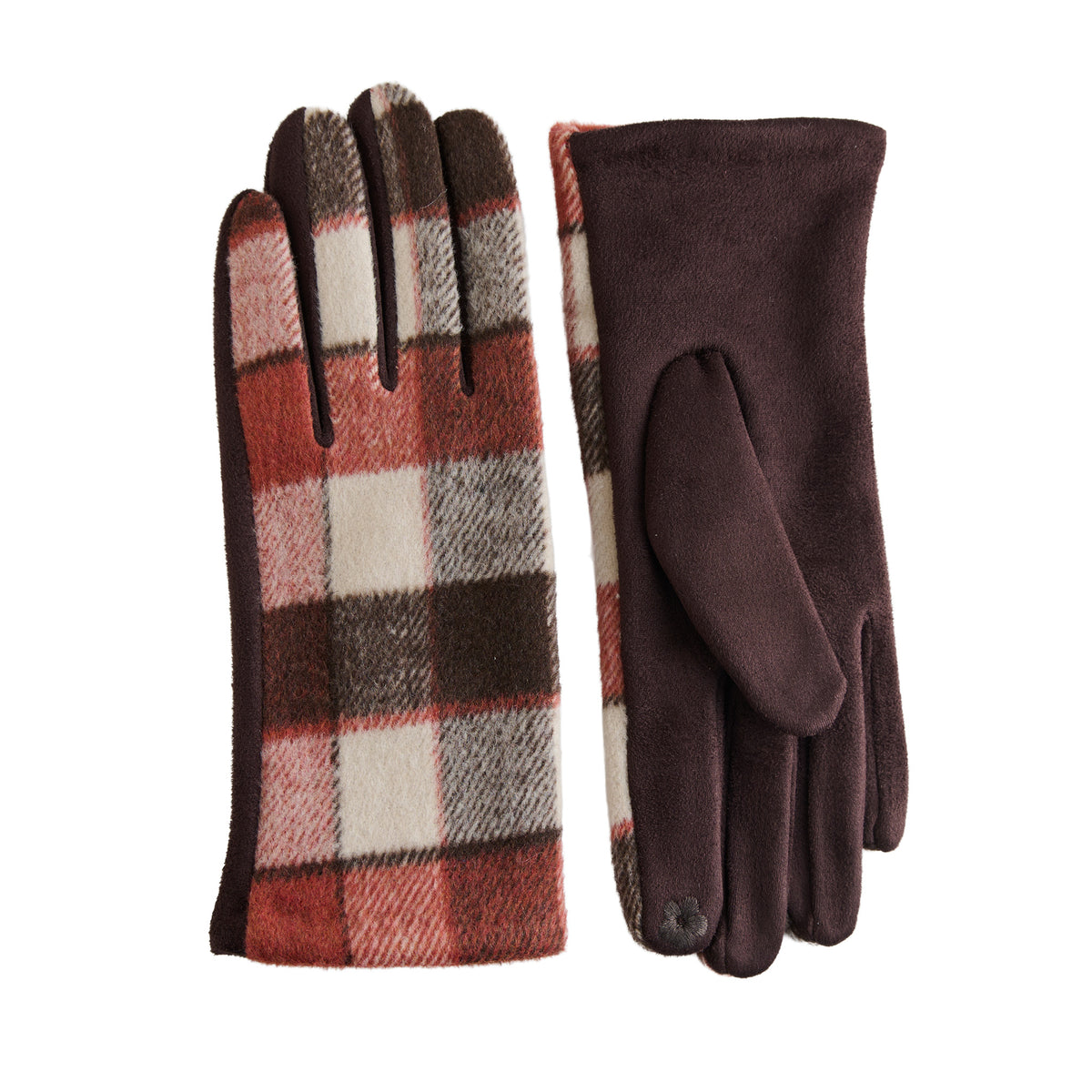 Plaid Winter Gloves Touchscreen Saylor Vegan Suede
