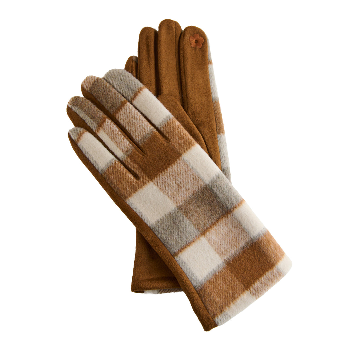 Plaid Winter Gloves Touchscreen Saylor Vegan Suede