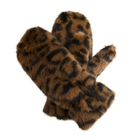 Leopard Print Mittens Faux Fur Roxy Winter Mittens