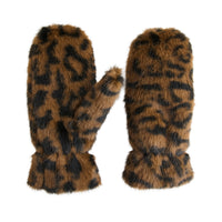 Leopard Print Mittens Faux Fur Roxy Winter Mittens