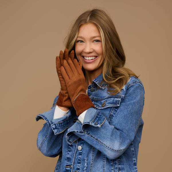 Winter Gloves Studded Faux Suede Vienne Touchscreen