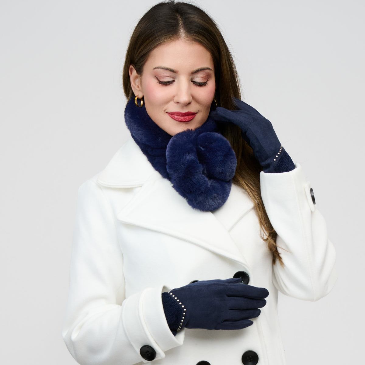Winter Gloves Studded Faux Suede Vienne Touchscreen