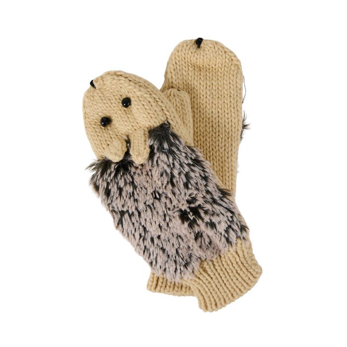 Hedgehog Critter Mittens Winter Knit Gloves