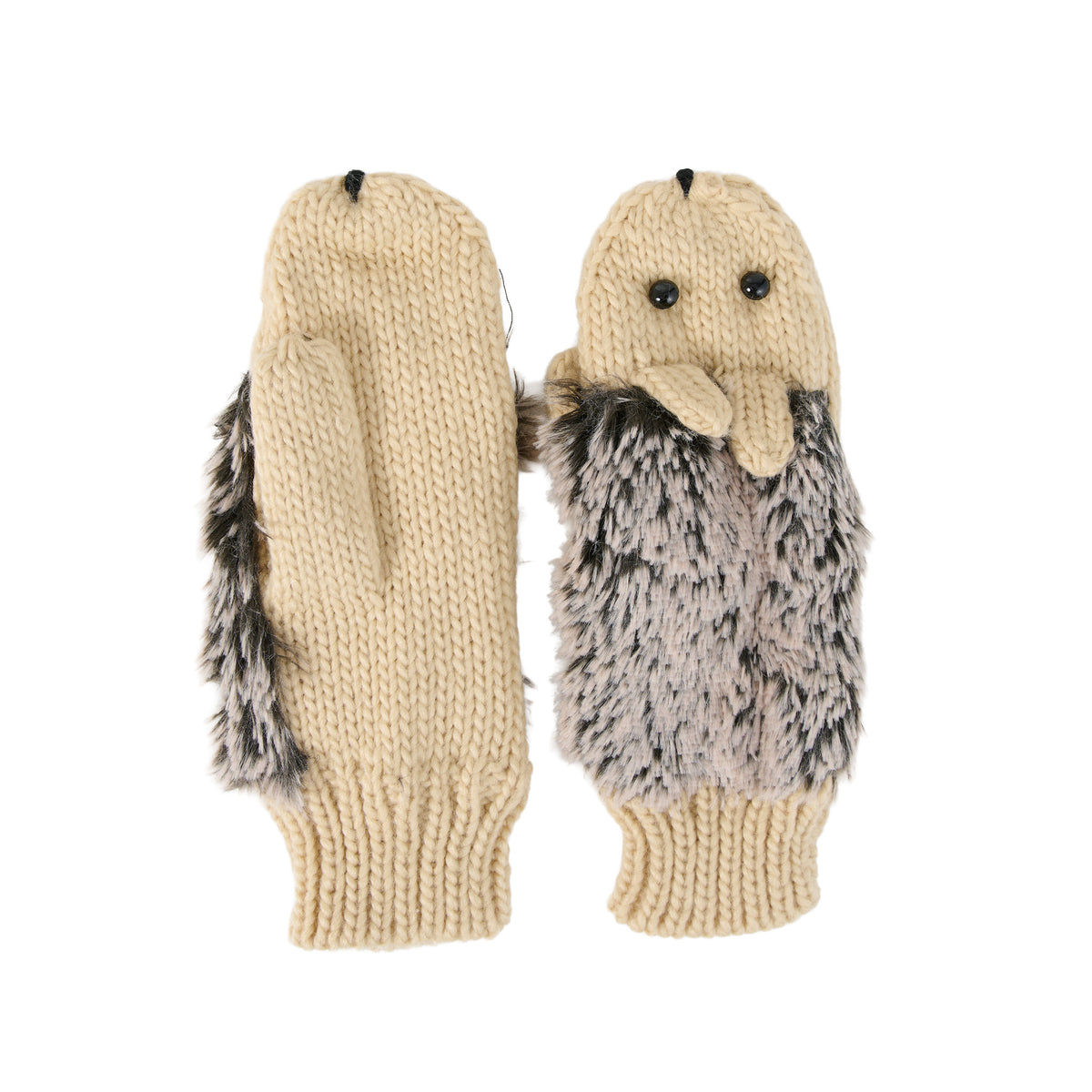 Hedgehog Critter Mittens Winter Knit Gloves