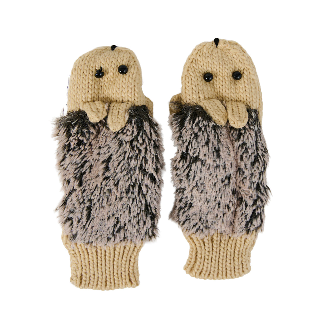 Hedgehog Critter Mittens Winter Knit Gloves