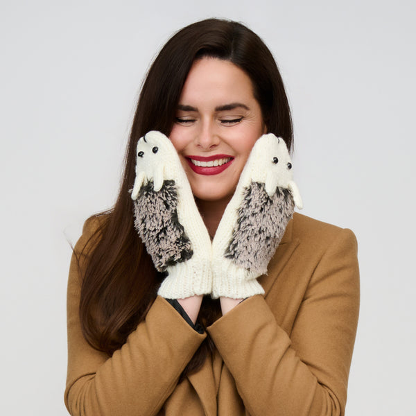 Hedgehog Critter Mittens Winter Knit Gloves