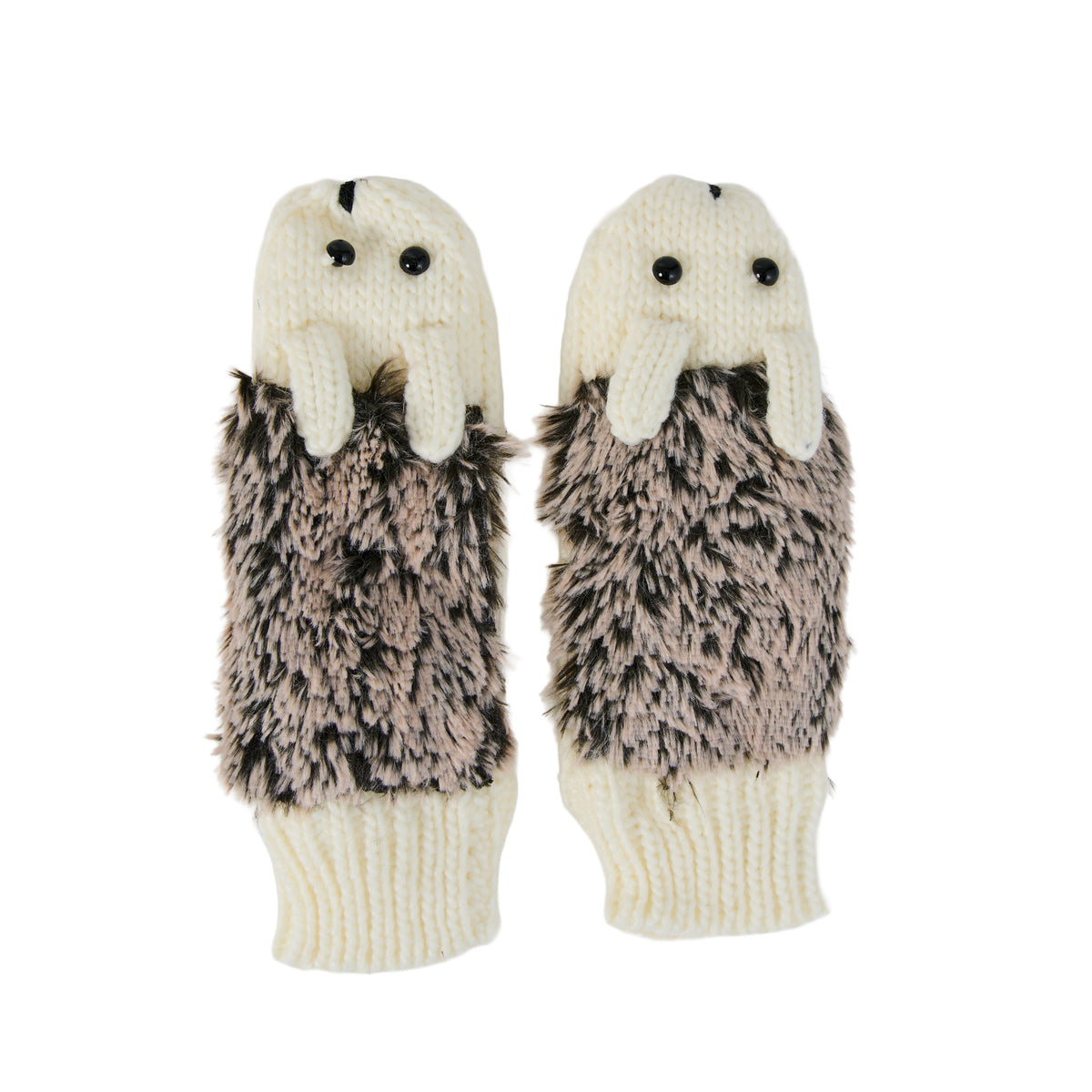 Hedgehog Critter Mittens Winter Knit Gloves