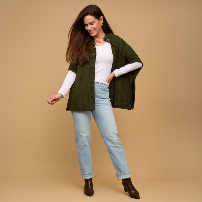Cable Knit Poncho Mavi Sweater One Size Wrap