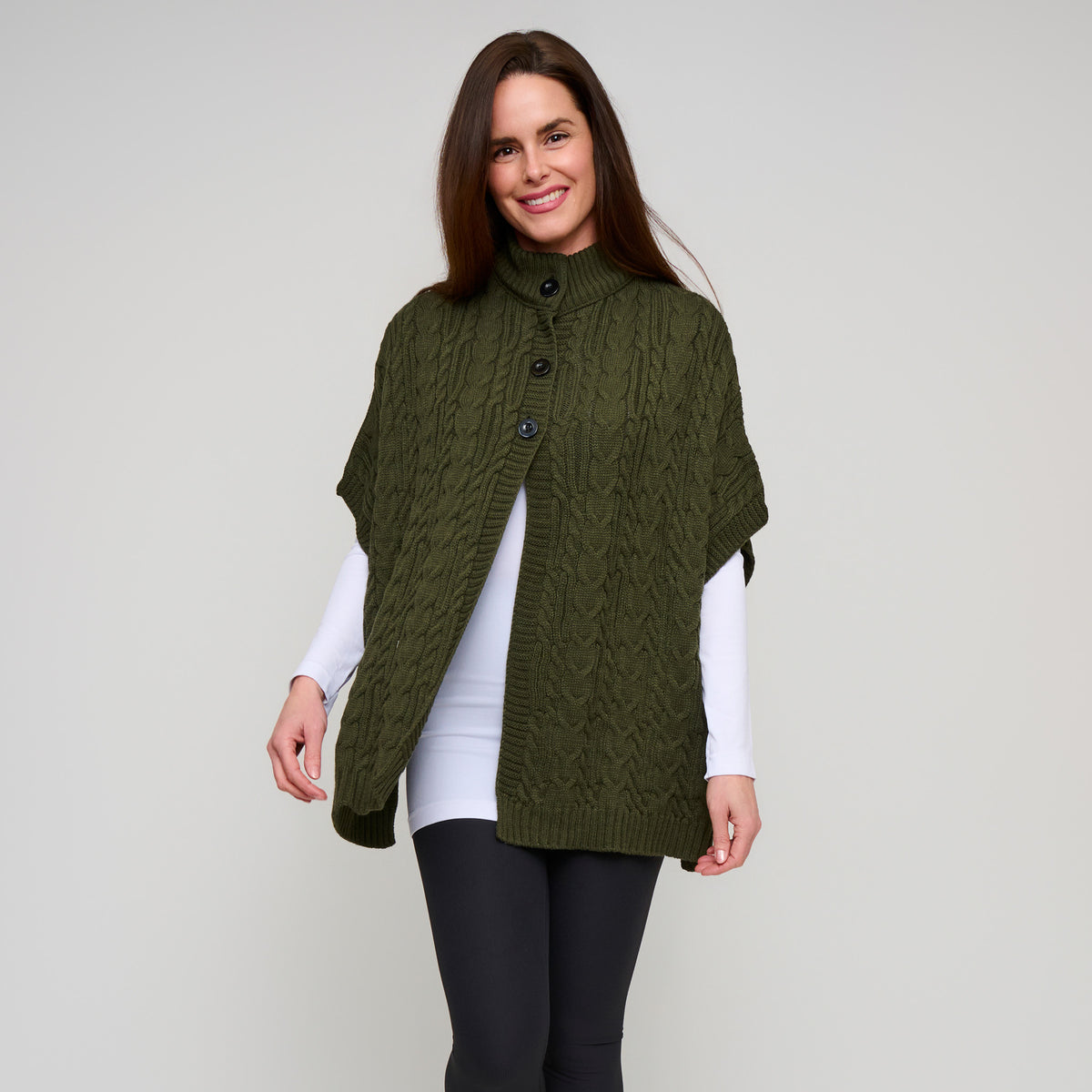 Cable Knit Poncho Mavi Sweater One Size Wrap