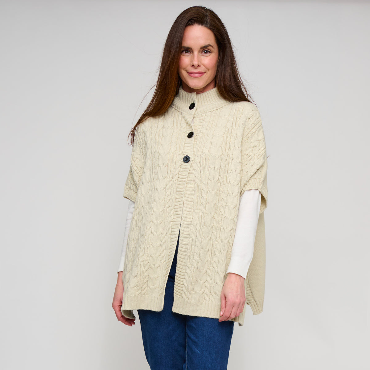 Cable Knit Poncho Mavi Sweater One Size Wrap
