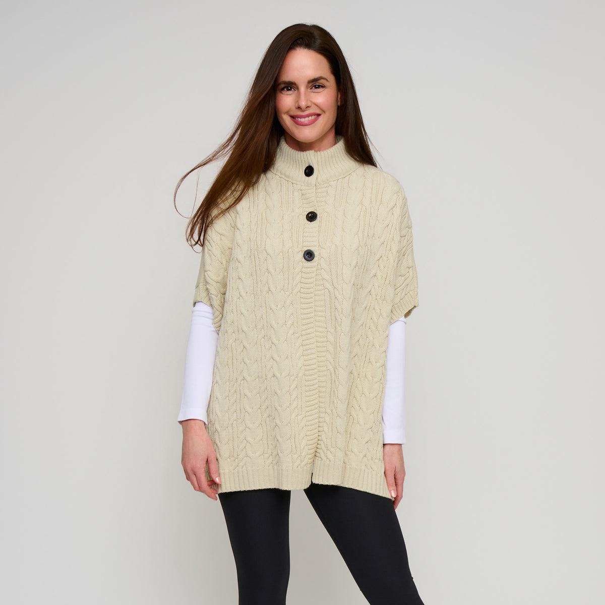Cable Knit Poncho Mavi Sweater One Size Wrap