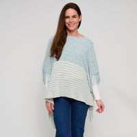 Chenille Knit Poncho Brielle Fringe One Size Wrap