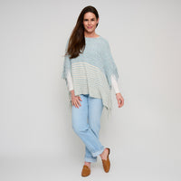 Chenille Knit Poncho Brielle Fringe One Size Wrap