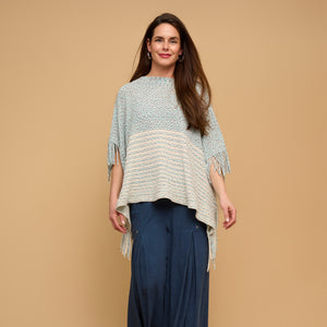 Chenille Knit Poncho Brielle Fringe One Size Wrap
